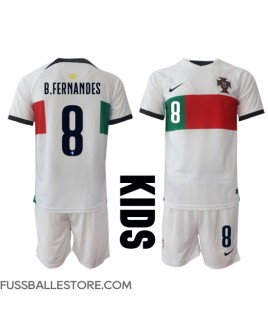 Günstige Portugal Bruno Fernandes #8 Auswärts Trikotsatzt Kinder WM 2022 Kurzarm (+ Kurze Hosen)